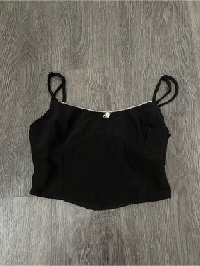 Tiger Mist Black Spaghetti Strap Crop Camisole